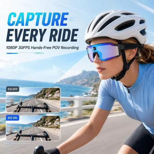 Alt view image 2 of 7 - AI Smart Glasses with Camera, 1080P Video Recording Sunglasses, ChatGPT Voice Assistant, Dual Mic ENC & Bone Conduction Open-Ear Audio, 139 Languages Translation for Cycling Travel, 300mAh