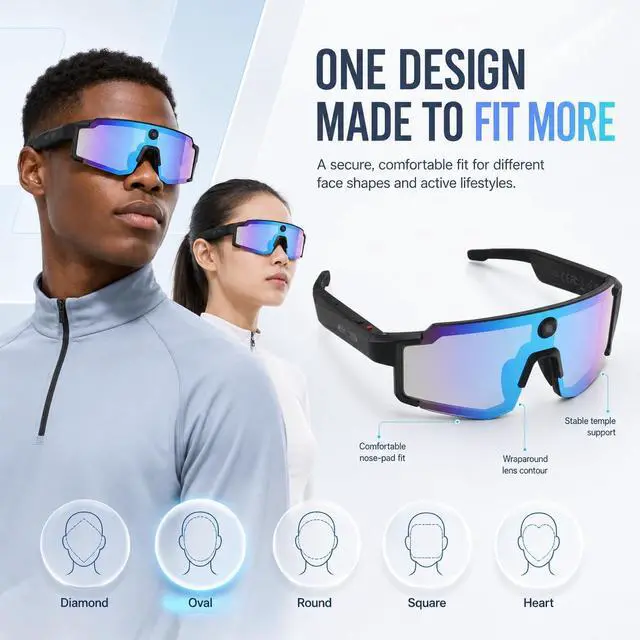 Alt view image 7 of 7 - AI Smart Glasses with Camera, 1080P Video Recording Sunglasses, ChatGPT Voice Assistant, Dual Mic ENC & Bone Conduction Open-Ear Audio, 139 Languages Translation for Cycling Travel, 300mAh