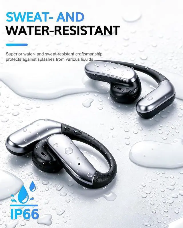 Alt view image 4 of 7 - Ultra Open Ear Headphones with Hooks 2026 Ear Buds Wireless Bluetooth Earbuds 6.1 AI Translation Earbuds Real Time 90H Playtime Over the Ear Earbuds for Running Workout Cycling (Black)