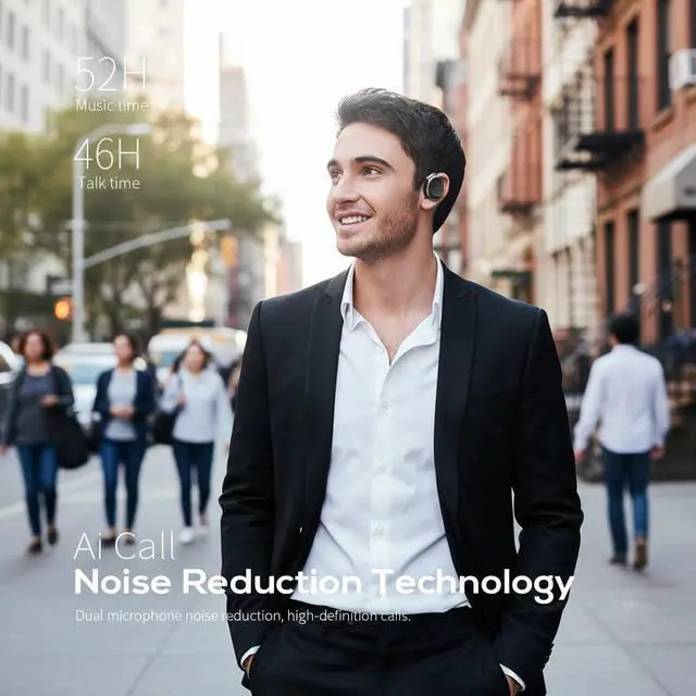 Alt view image 3 of 7 - Wireless Open Ear Headphones with Ear Hook, Bluetooth 5.4, Clip-On Design