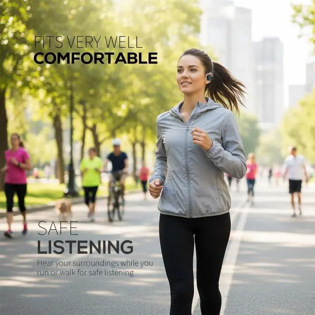 Alt view image 7 of 7 - Wireless Open Ear Headphones with Ear Hook, Bluetooth 5.4, Clip-On Design