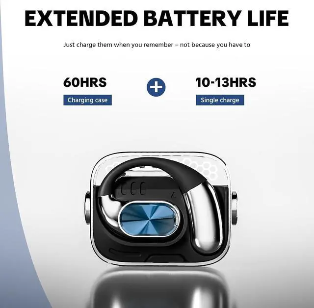 Alt view image 6 of 7 - Open-Ear Headphones360° Rotating Charging Case, Ergonomic Earhook