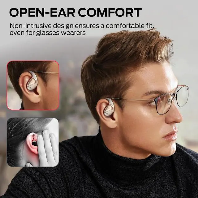 Alt view image 3 of 7 - Open Ear AC520 Headphones, Bluetooth 6.0 Wireless Earbuds with HiFi Sound, Open Ear Earbuds with 24H Playtime, Unique Handbag Design, ENC Clear Call, IPX6 ResistanceWhite