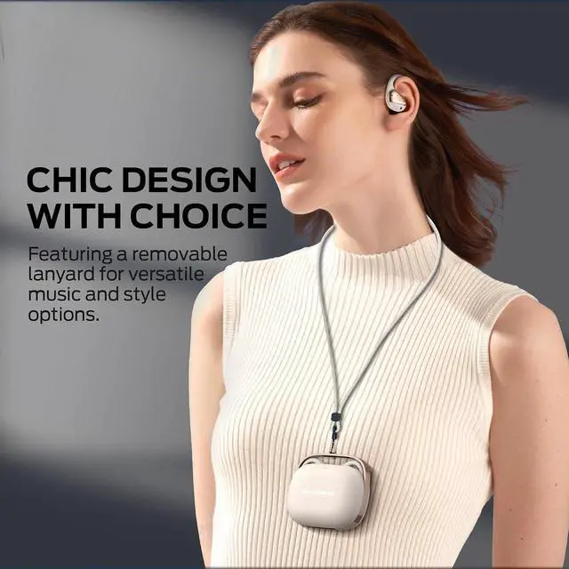 Alt view image 4 of 7 - Open Ear AC520 Headphones, Bluetooth 6.0 Wireless Earbuds with HiFi Sound, Open Ear Earbuds with 24H Playtime, Unique Handbag Design, ENC Clear Call, IPX6 ResistanceWhite
