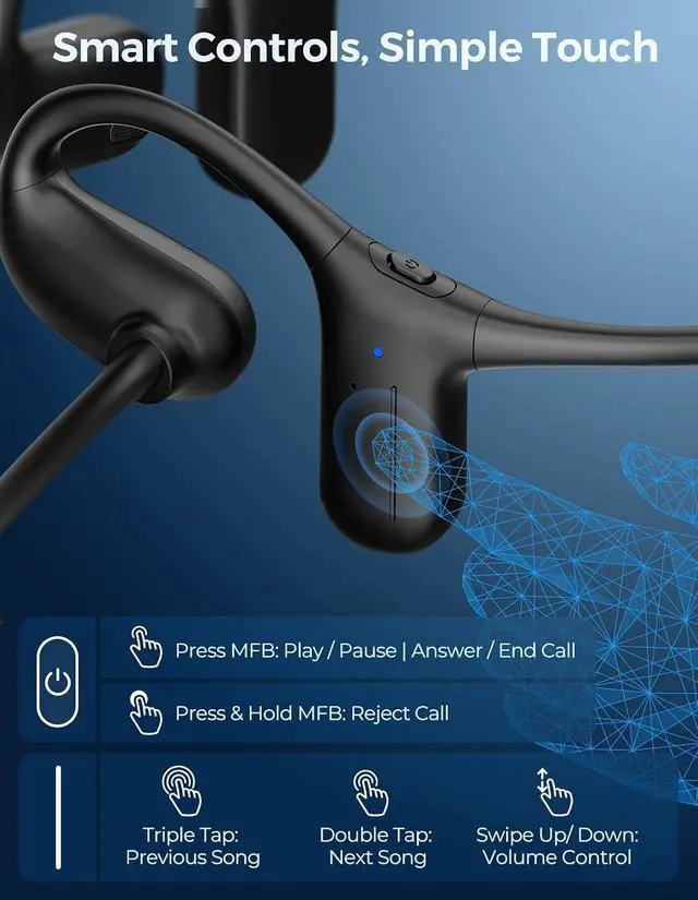 Alt view image 5 of 7 - Open Ear Headphones with Mic, Wireless Headset with Charging Dock