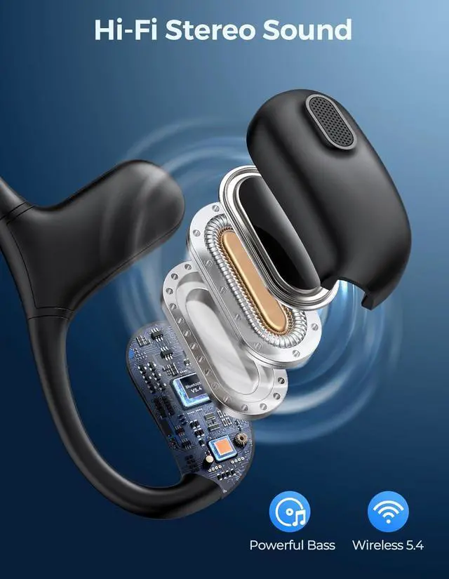 Alt view image 7 of 7 - Open Ear Headphones with Mic, Wireless Headset with Charging Dock