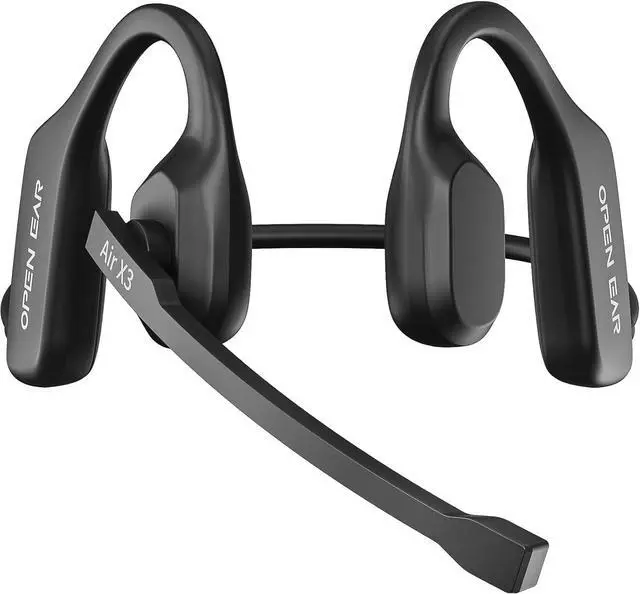 Main image of Air Conduction Open Ear Headphones with Mic, AI Noise Cancelling Bluetooth Headset, Dual Connect Wireless Headphones with Mute Button, 32g Lightweight for Work, Driving, Workout, Calls Black