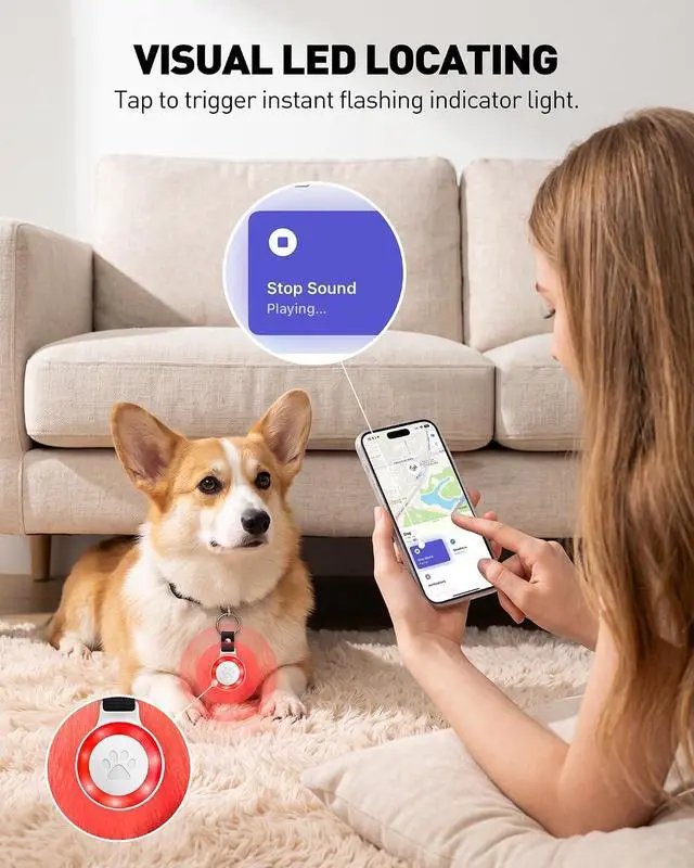 Alt view image 3 of 7 - Pet Tracker for Dogs Cats, Location & LED Night Light Tag, No Monthly Fee