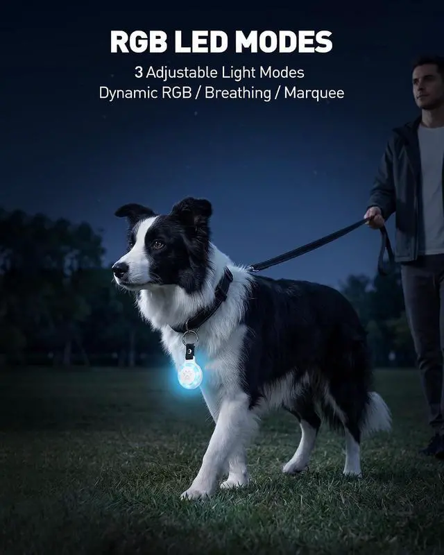Alt view image 4 of 7 - Pet Tracker for Dogs Cats, Location & LED Night Light Tag, No Monthly Fee