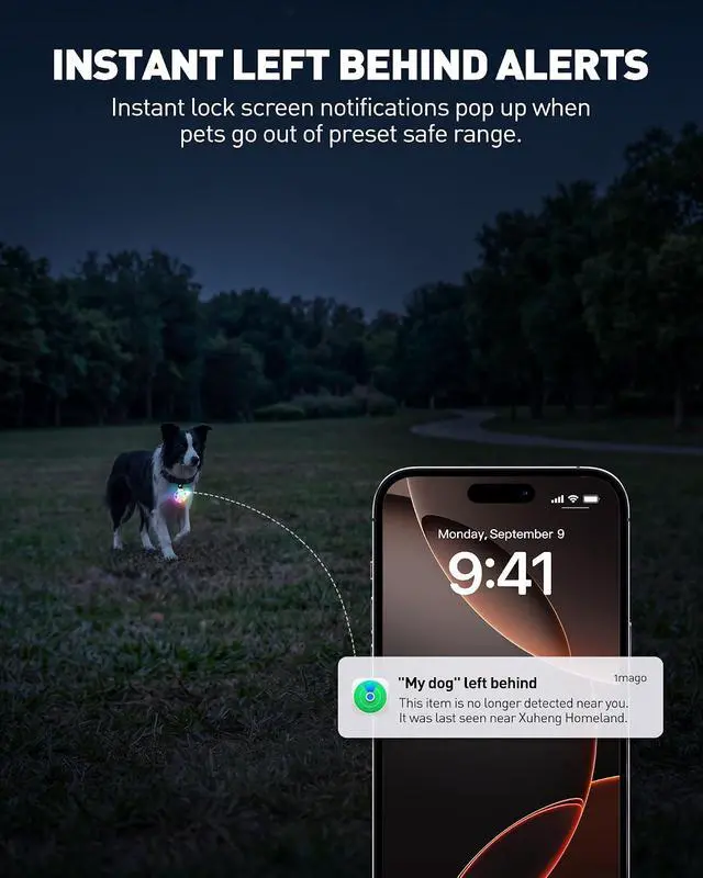 Alt view image 5 of 7 - Pet Tracker for Dogs Cats, Location & LED Night Light Tag, No Monthly Fee