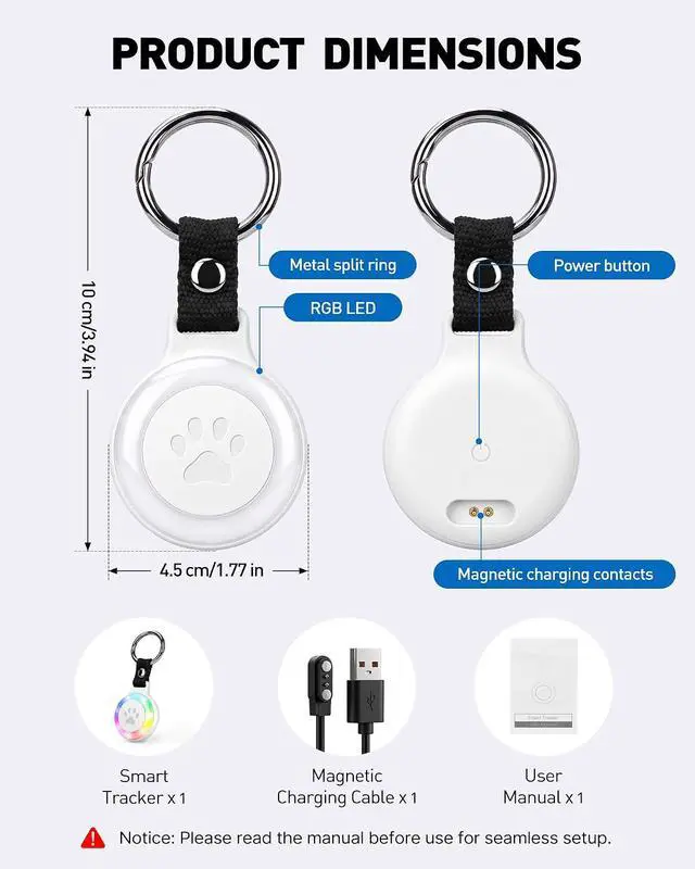 Alt view image 7 of 7 - Pet Tracker for Dogs Cats, Location & LED Night Light Tag, No Monthly Fee