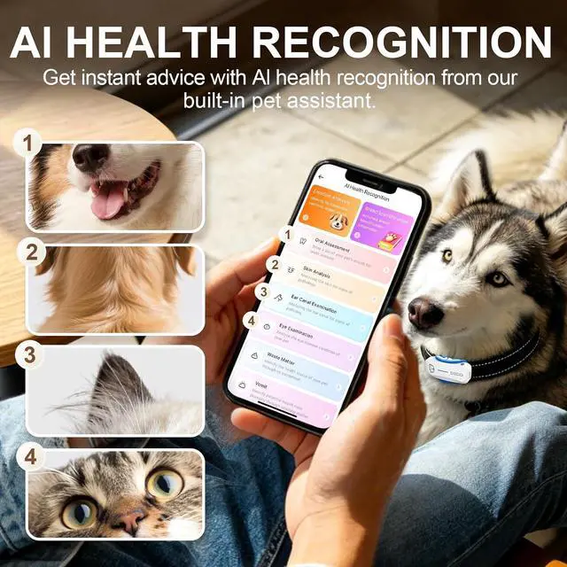 Alt view image 5 of 7 - Smart Dog GPS Tracker (White) - Real-Time Location Finder with Virtual Fence, AI Health Monitor & Waterproof Design for Escape Artists, Medium to Large Dogs (30lbs+), iOS & Android