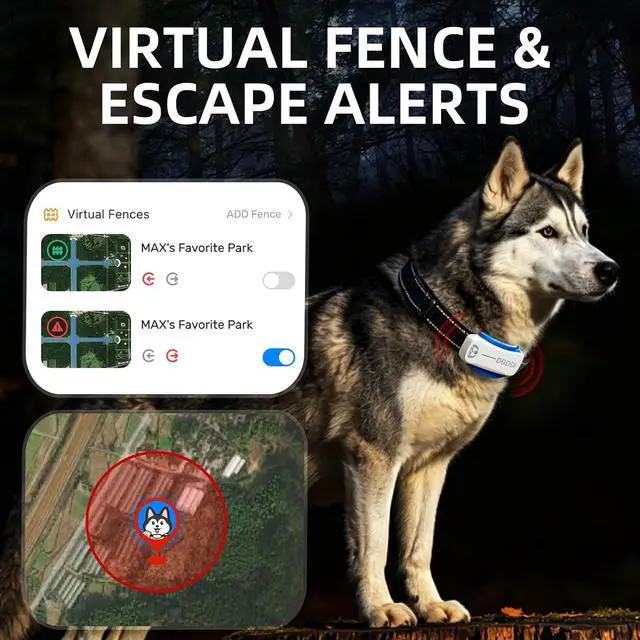 Alt view image 4 of 7 - Smart Dog GPS Tracker (White) - Real-Time Location Finder with Virtual Fence, AI Health Monitor & Waterproof Design for Escape Artists, Medium to Large Dogs (30lbs+), iOS & Android