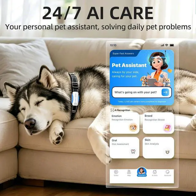 Alt view image 6 of 7 - Smart Dog GPS Tracker (White) - Real-Time Location Finder with Virtual Fence, AI Health Monitor & Waterproof Design for Escape Artists, Medium to Large Dogs (30lbs+), iOS & Android