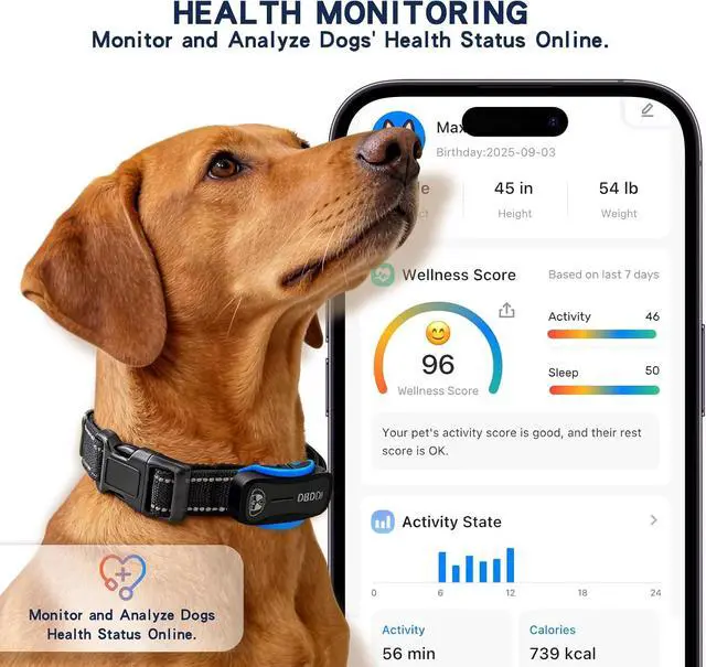Alt view image 5 of 7 - AI GPS Dog Tracker, Virtual Fence & AI Health Monitor, Waterproof