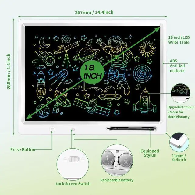 Alt view image 3 of 6 - 18 Inch LCD Writing Tablet, Large Drawing Pad for Kids & Adults