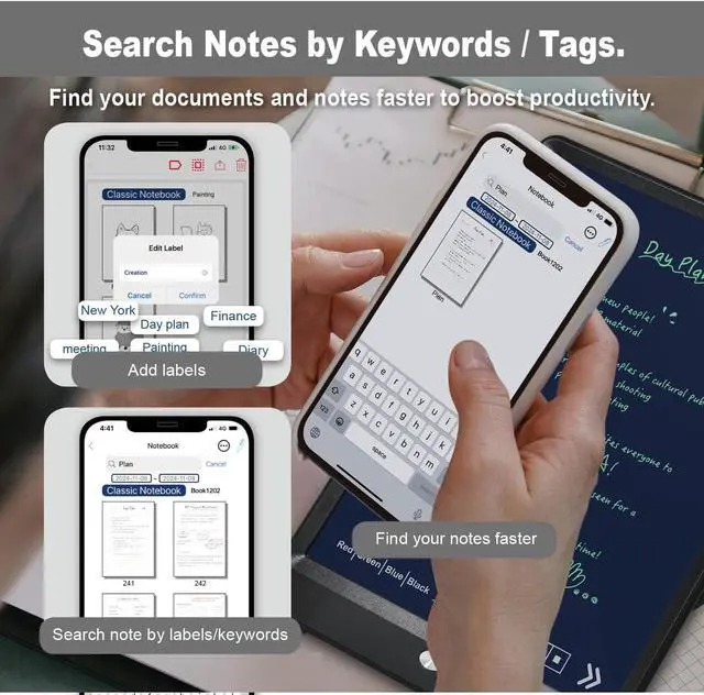Alt view image 3 of 7 - Digital Smart Pen and Writing Board Set, Real-time Sync for Digitizing, Convert to Text,Storing, and Sharing Your Notes, Compatible with Smartphone (Android and iOS)