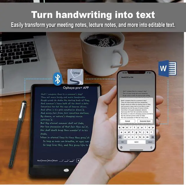 Alt view image 4 of 7 - Digital Smart Pen and Writing Board Set, Real-time Sync for Digitizing, Convert to Text,Storing, and Sharing Your Notes, Compatible with Smartphone (Android and iOS)