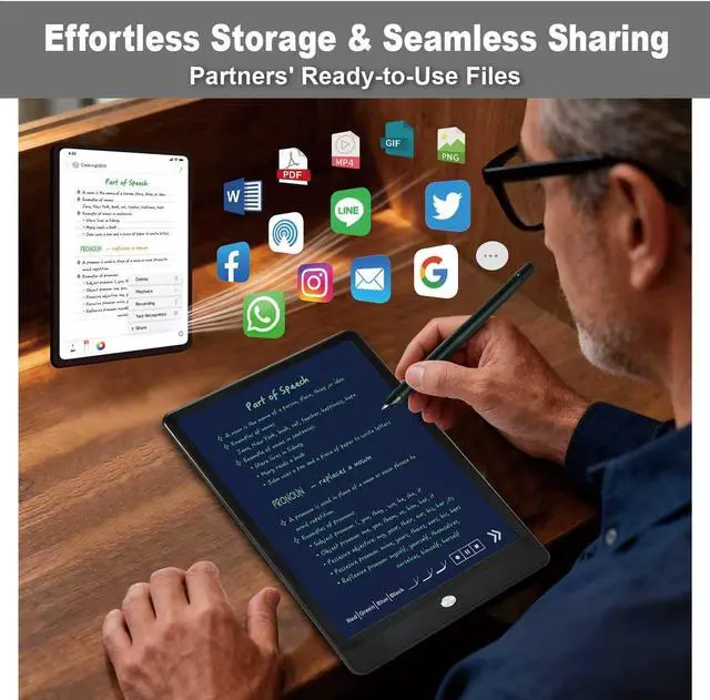 Alt view image 5 of 7 - Digital Smart Pen and Writing Board Set, Real-time Sync for Digitizing, Convert to Text,Storing, and Sharing Your Notes, Compatible with Smartphone (Android and iOS)