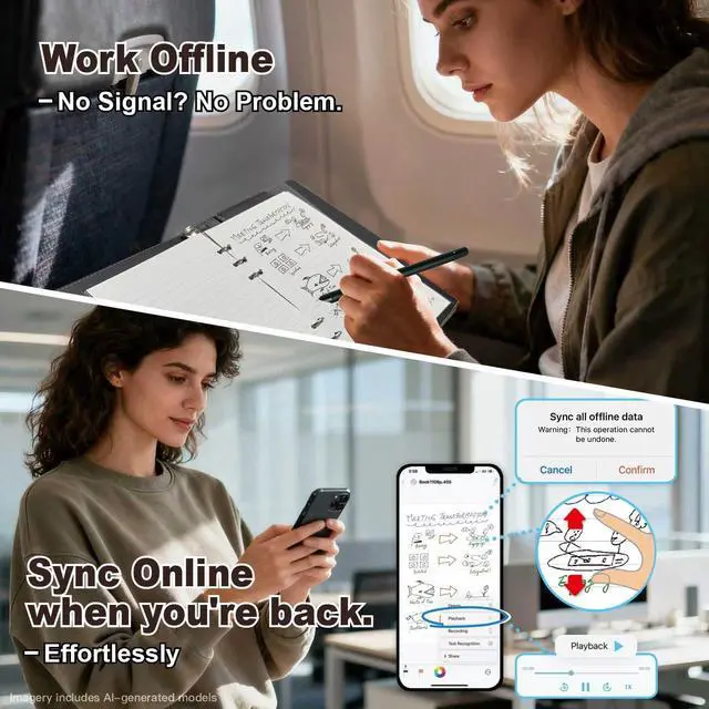 Alt view image 7 of 7 - Digital Smart Pen and Writing Board Set, Real-time Sync for Digitizing, Convert to Text,Storing, and Sharing Your Notes, Compatible with Smartphone (Android and iOS)