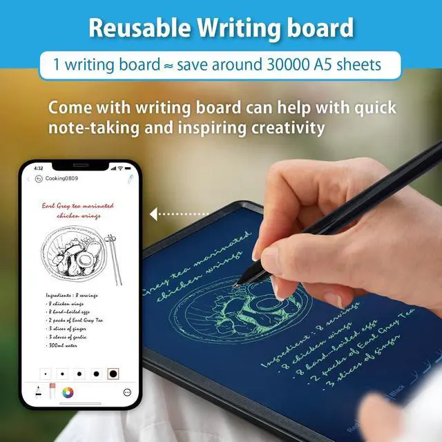 Alt view image 5 of 7 - Smart Pen for Note Taking with Digital Smart Notebook and Writing Board, Real-time Sync for Digitizing,Convert to Text,Storing,Sharing Paper Notes via APP on Smartphone(Android and iOS)