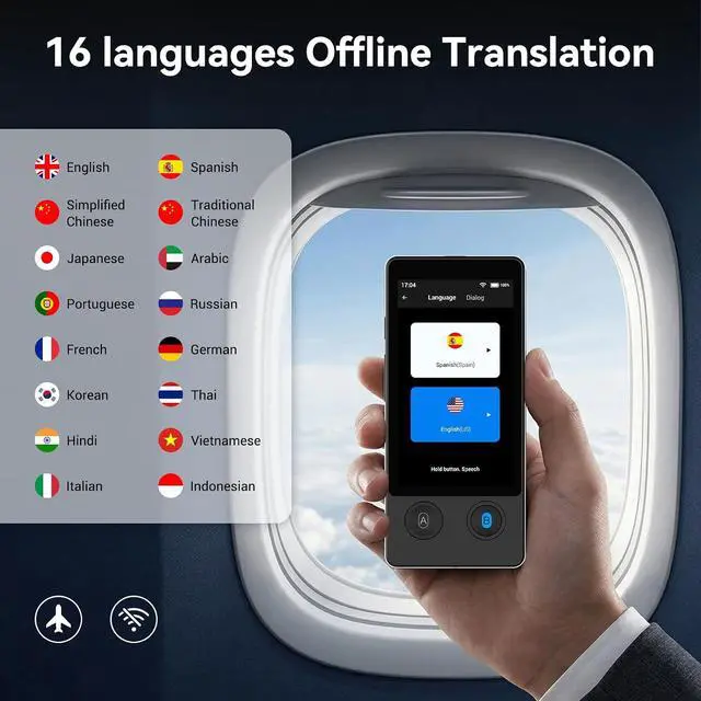 Alt view image 4 of 7 - W12 Language Translator Device, 2026 Upgraded AI Translator No WiFi Needed Support ChatGPT, 140+ Languages Instant Translator Support Offline/Recording/Photo Translation for Travel Business