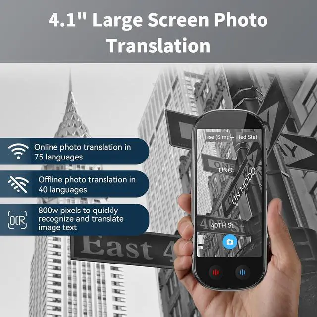 Alt view image 4 of 7 - Language Translator Device No WiFi Needed, 2026 Upgraded AI Translator, 150+ Languages Instant Two Way Vioce Translator, Online/Offline/Recording/Photo/Text Translation for Business Learning Travel