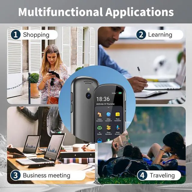 Alt view image 6 of 7 - Language Translator Device No WiFi Needed, 2026 Upgraded AI Translator, 150+ Languages Instant Two Way Vioce Translator, Online/Offline/Recording/Photo/Text Translation for Business Learning Travel