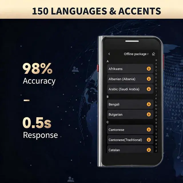 Alt view image 3 of 7 - Language Translator Device No Wifi Needed, High-end Upgraded Ai Translator, Offline Real-Time Voice Spainish Translation, Support 150 Languages, Recording&Photo Premium Translation Device for Business