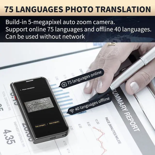 Alt view image 4 of 7 - Language Translator Device No Wifi Needed, High-end Upgraded Ai Translator, Offline Real-Time Voice Spainish Translation, Support 150 Languages, Recording&Photo Premium Translation Device for Business