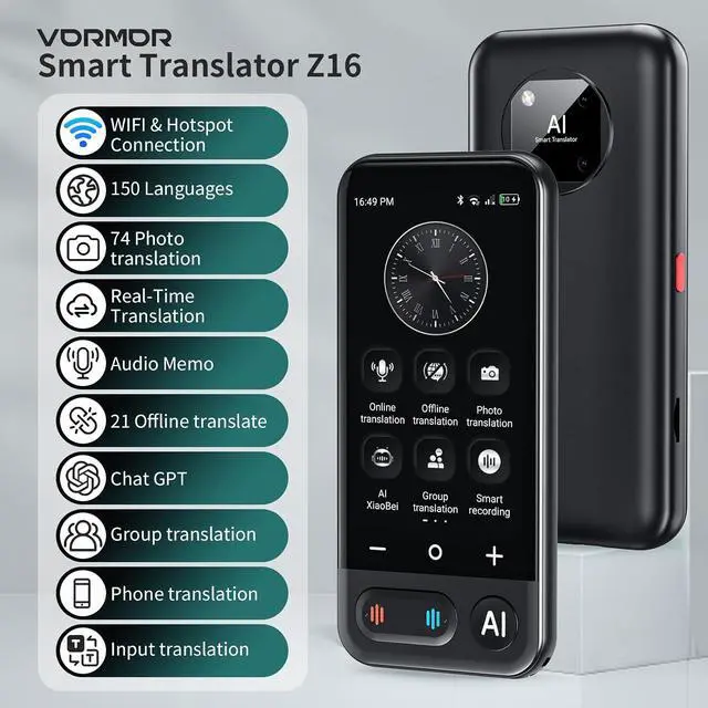 Alt view image 2 of 7 - Language Translator Device No WiFi Needed, 2026 Upgraded AI Translator Support ChatGPT,150+ Languages Instant translator Support Offline/Recording/Photo/Voice Translation Real Time for Travel Business