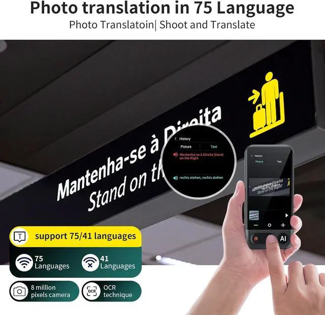 Alt view image 5 of 7 - Language Translator Device No WiFi Needed, 2026 Upgraded AI Translator Support ChatGPT,150+ Languages Instant translator Support Offline/Recording/Photo/Voice Translation Real Time for Travel Business