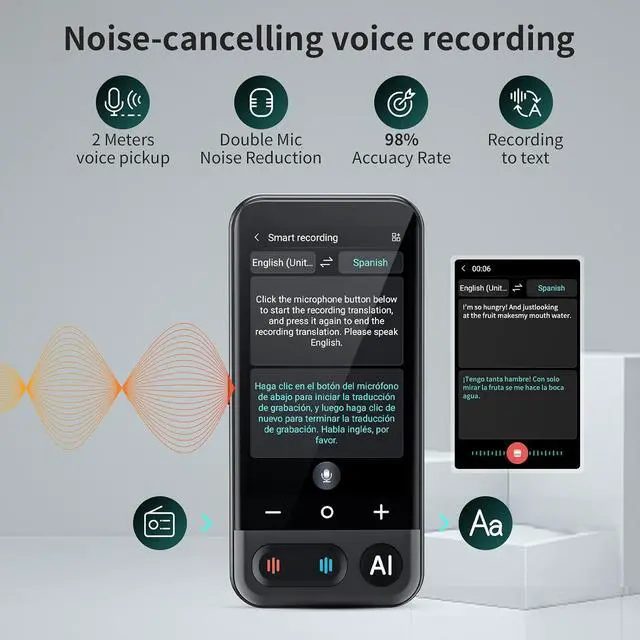 Alt view image 6 of 7 - Language Translator Device No WiFi Needed, 2026 Upgraded AI Translator Support ChatGPT,150+ Languages Instant translator Support Offline/Recording/Photo/Voice Translation Real Time for Travel Business
