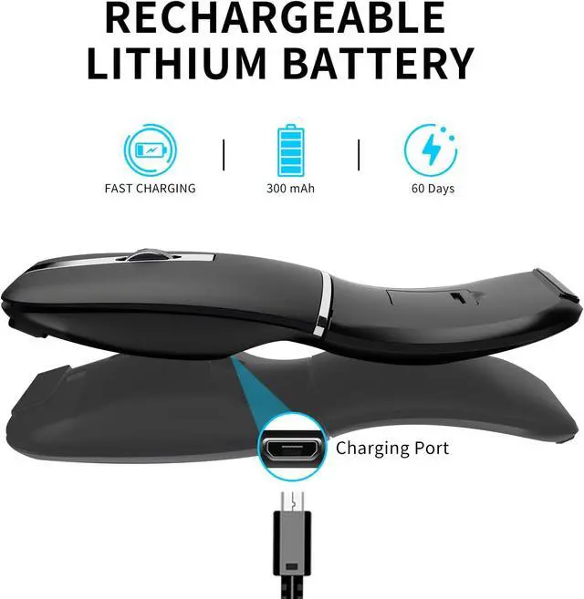 Alt view image 4 of 7 - Bluetooth Arc Travel Mouse - BT & USB Wireless Dual Mode, Rechargeable