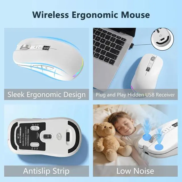 Alt view image 5 of 7 - Ai Mouse with Voice Typing,Smart Voice Typing Mouse Multi Language Ai Voice Mouse Ergonomic Wireless BT Mouse 600mAH for Computer,PC,Laptop,2026 Upgraded (White)