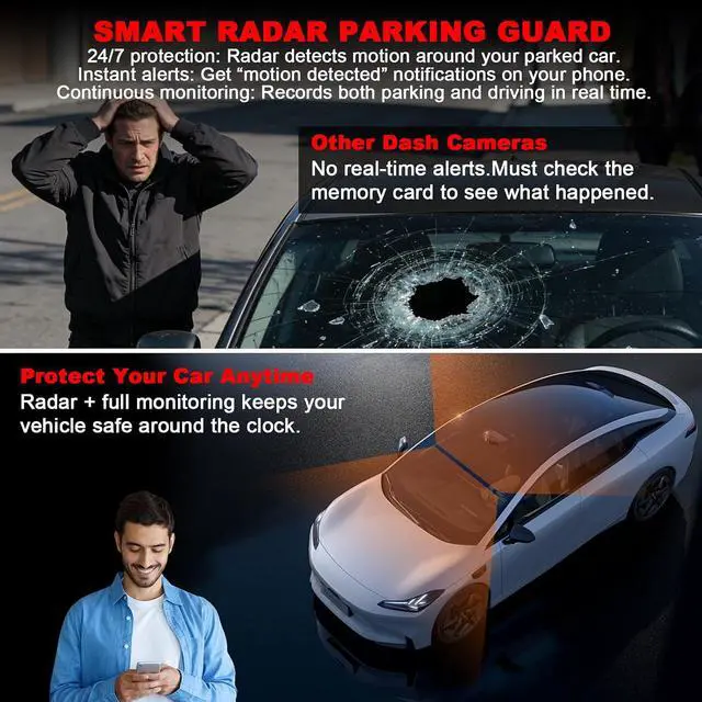 Alt view image 3 of 7 - 4G LTE Dash Cam with Live Streaming, Car Vandalism Security Camera