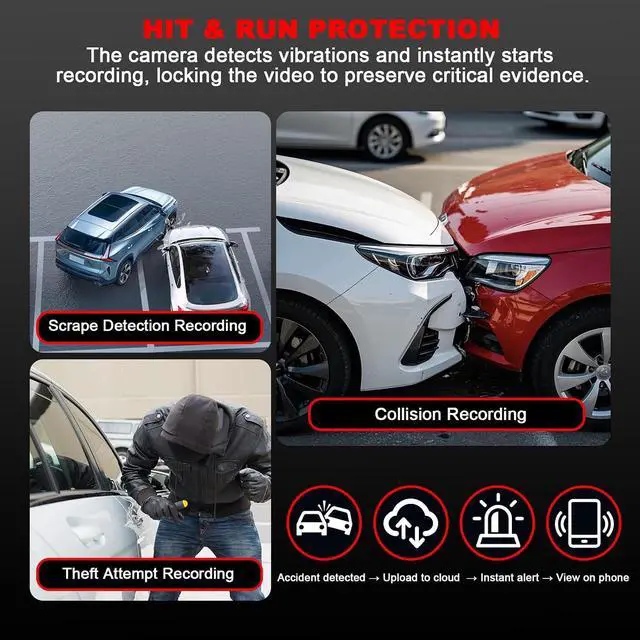 Alt view image 5 of 7 - 4G LTE Dash Cam with Live Streaming, Car Vandalism Security Camera
