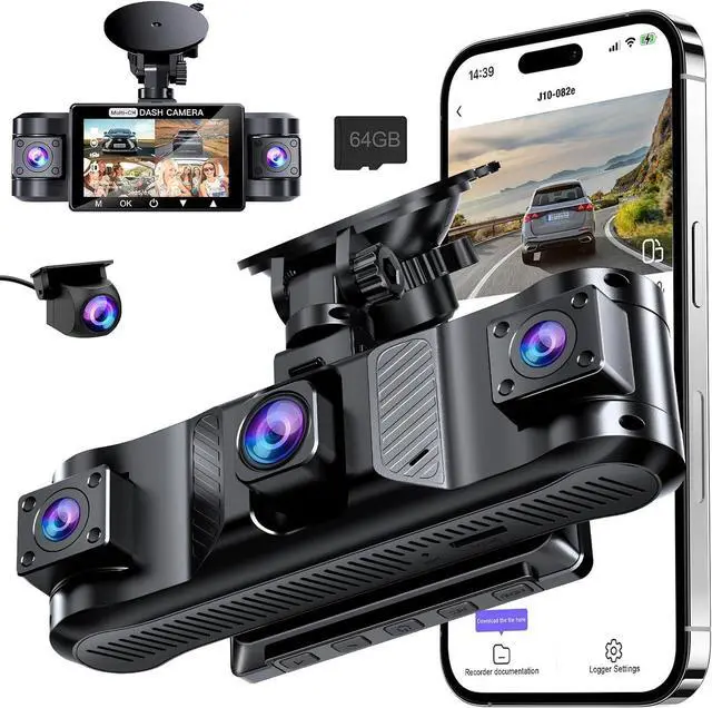 Main image of 4 Channel 360° Dash Cam Front and Rear Inside with 5GHz WiFi 64GB Card
