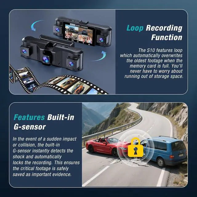 Alt view image 5 of 7 - 4 Channel 360° Dash Cam Front and Rear Inside with 5GHz WiFi 64GB Card
