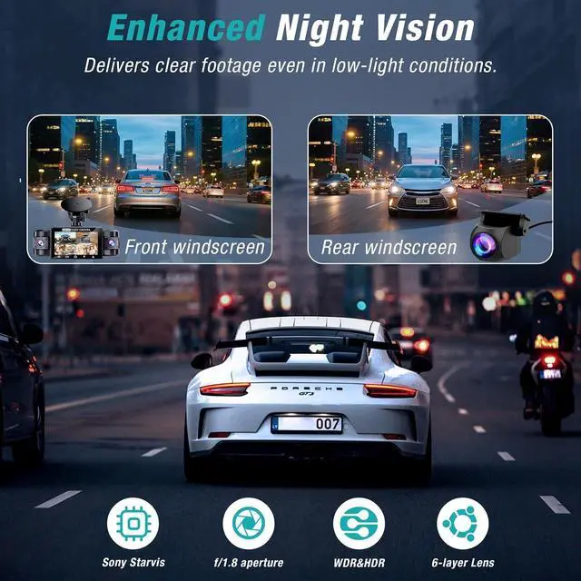 Alt view image 6 of 7 - 4 Channel 360° Dash Cam Front and Rear Inside with 5GHz WiFi 64GB Card
