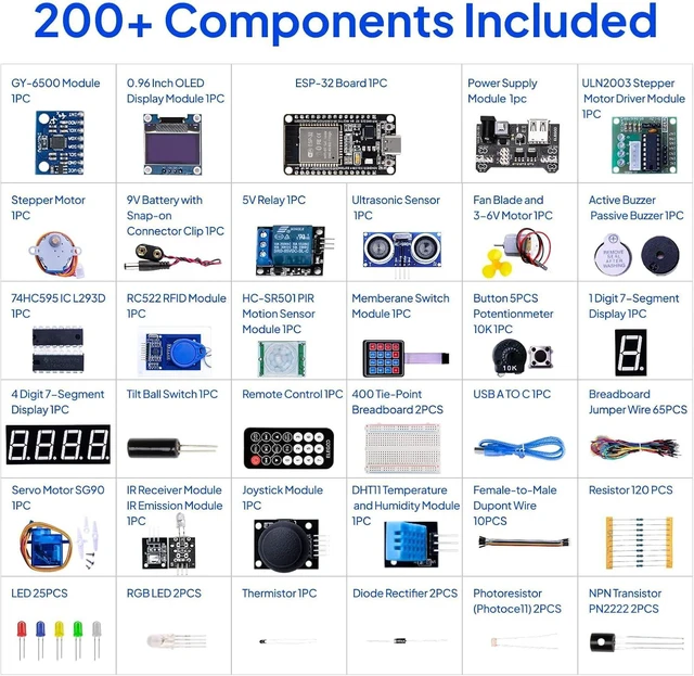 Alt view image 6 of 7 - ESP-32 Super Starter Kit with Tutorial, Compatible with Arduino IDE