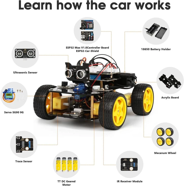 Alt view image 3 of 7 - Smart Robot Car Robotics Kit for Kids Ages 8-12 & 12-16 Arduino & Scratch Compatible, App Control, STEM Coding Toys & Gifts for Kids and Teens
