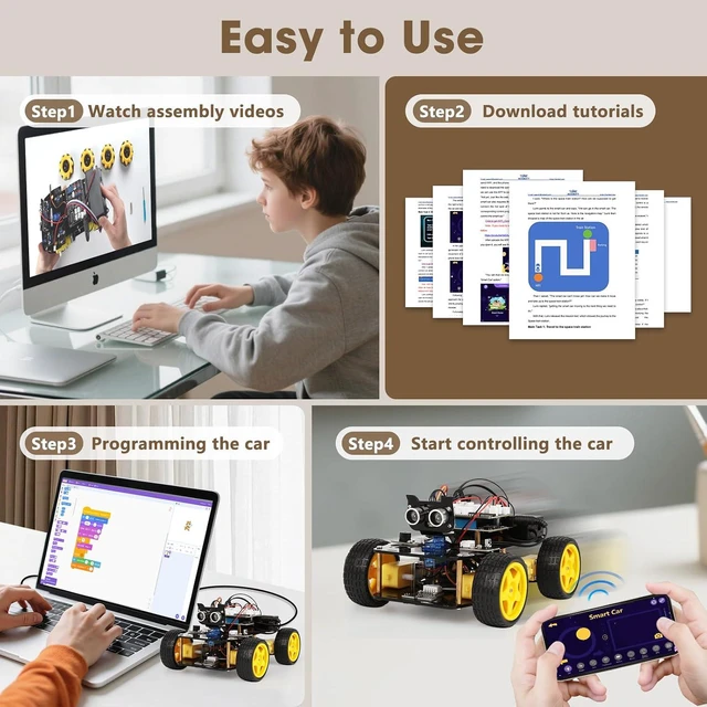 Alt view image 2 of 7 - Smart Robot Car Robotics Kit for Kids Ages 8-12 & 12-16 Arduino & Scratch Compatible, App Control, STEM Coding Toys & Gifts for Kids and Teens
