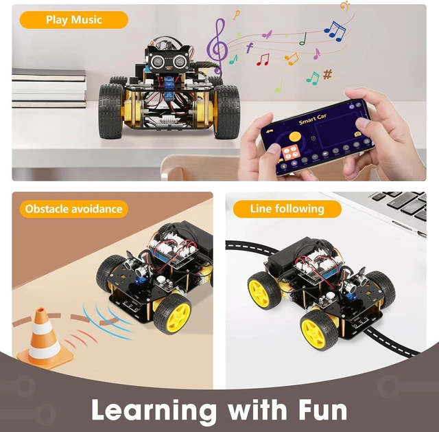 Alt view image 4 of 7 - Smart Robot Car Robotics Kit for Kids Ages 8-12 & 12-16 Arduino & Scratch Compatible, App Control, STEM Coding Toys & Gifts for Kids and Teens