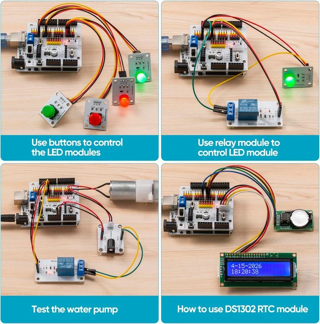 Alt view image 3 of 6 - Arduino UNO Educational Kit with Timed Plant Watering System Timer Alarm & Multiple Sensors, STEM Coding DIY Electronics Project Kit for Teens 15+ & Adults