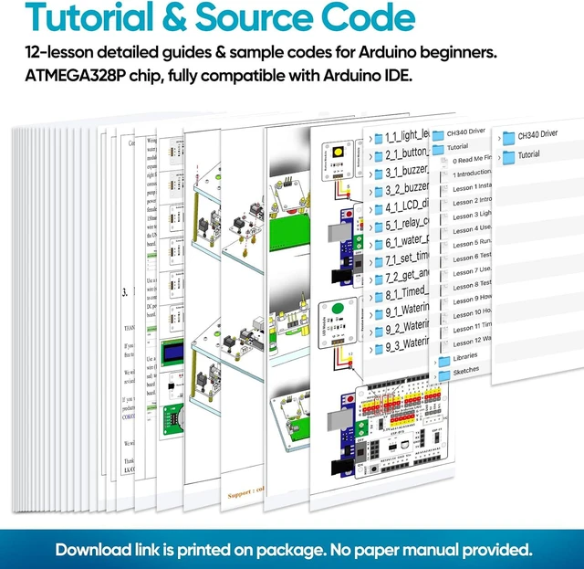 Alt view image 5 of 6 - Arduino UNO Educational Kit with Timed Plant Watering System Timer Alarm & Multiple Sensors, STEM Coding DIY Electronics Project Kit for Teens 15+ & Adults