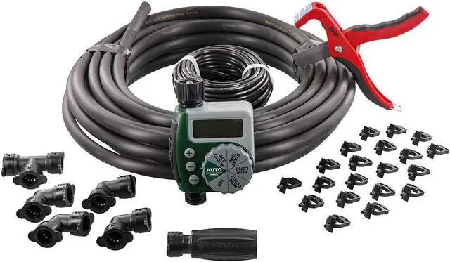 Main image of 61014 Automatic Garden Box Irrigation System - Complete 64 Sq Ft Coverage Kit with Digital Hose Timer & Quick-Connects