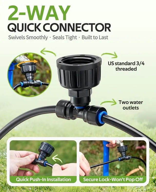 Alt view image 3 of 7 - 100FT Drip Irrigation Kit with Timer, Pressure Compensated