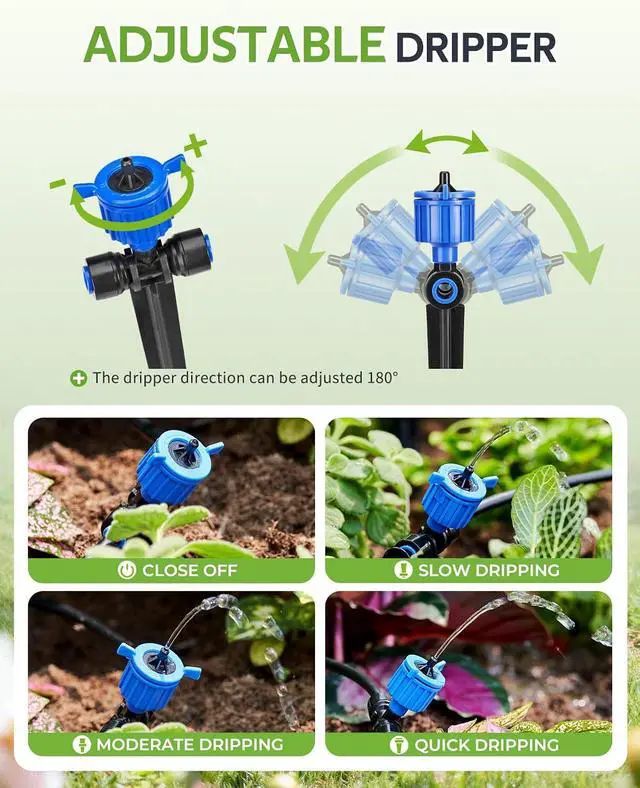 Alt view image 4 of 7 - 100FT Drip Irrigation Kit with Timer, Pressure Compensated
