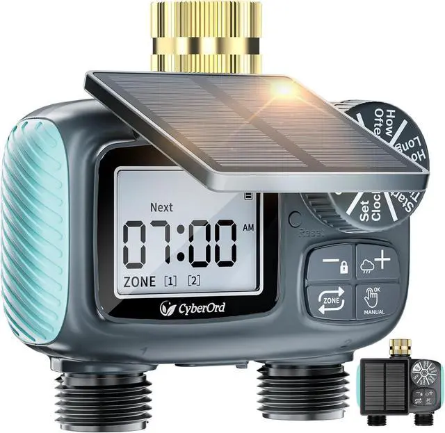 Main image of 2 Zone Solar Water Timer, Hose Timer with Solar Charging
